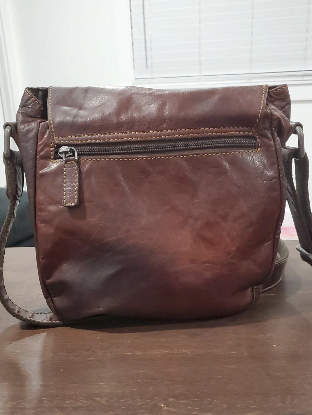 Men's Brown Leather Messenger Bag with Front Buckle